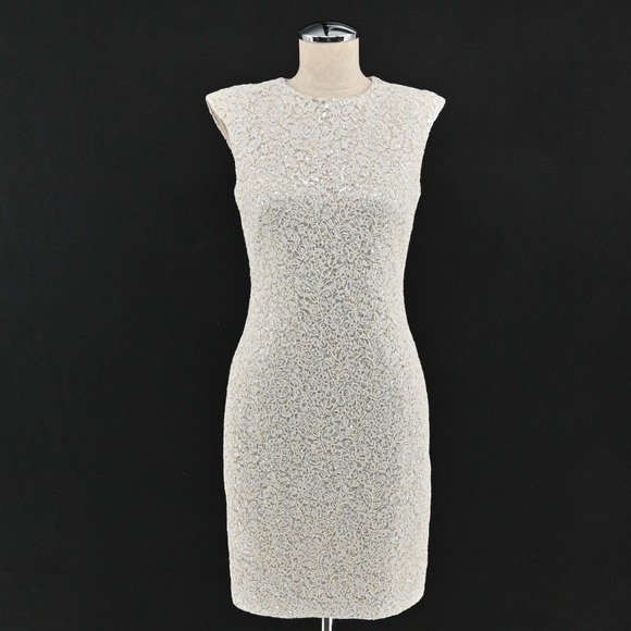 Lauren Ralph Lauren Dresses & Skirts - Ralph Lauren‎ Lace Sheath Dress Womens Size 2 Ivory Formal Sequin Sleeveless LRL